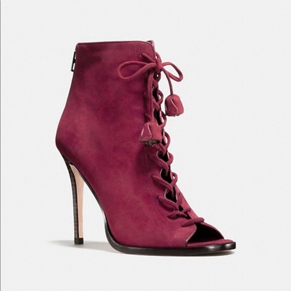 coach lace up tassle boot